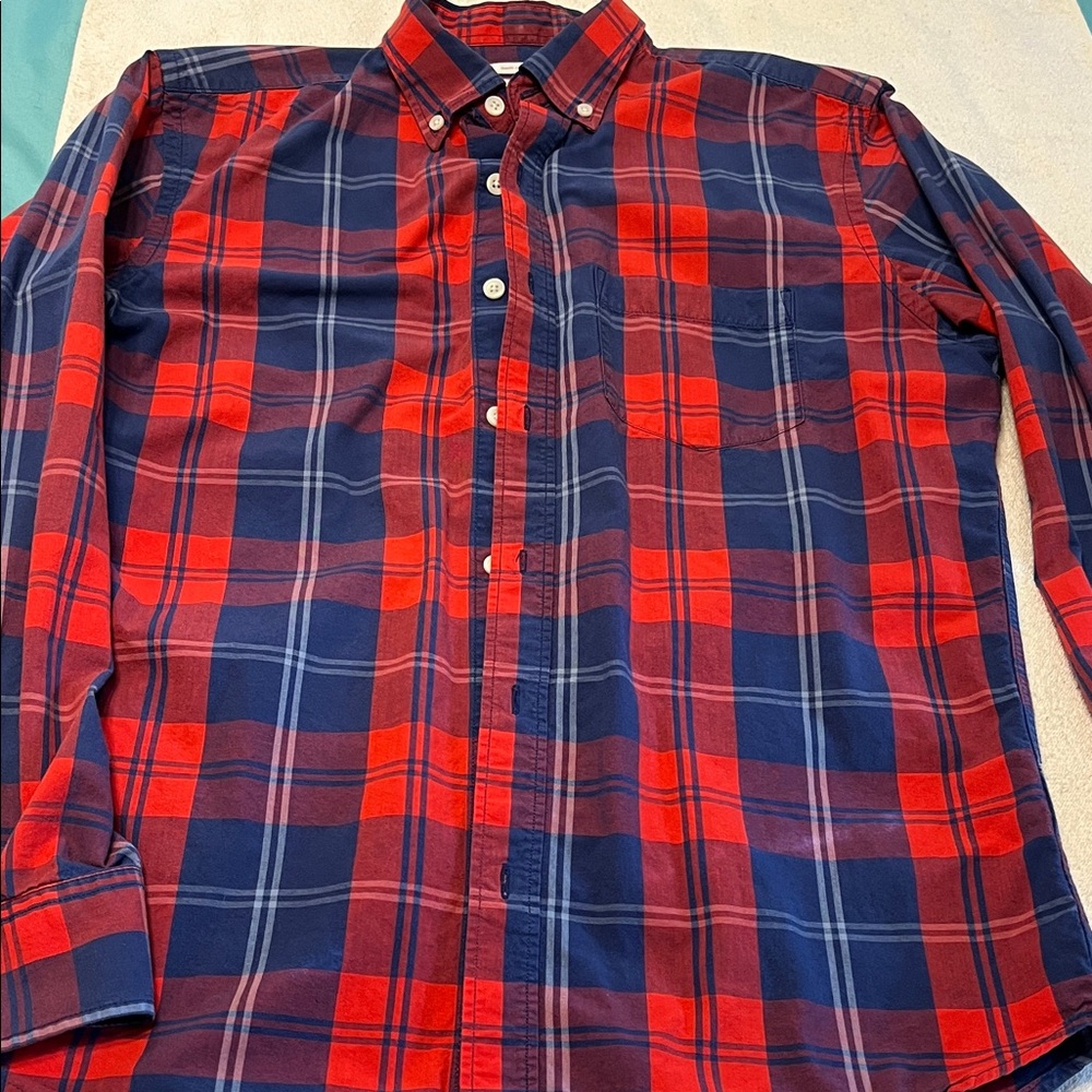 Old Navy Red and Blue Plaid Casual Shirt